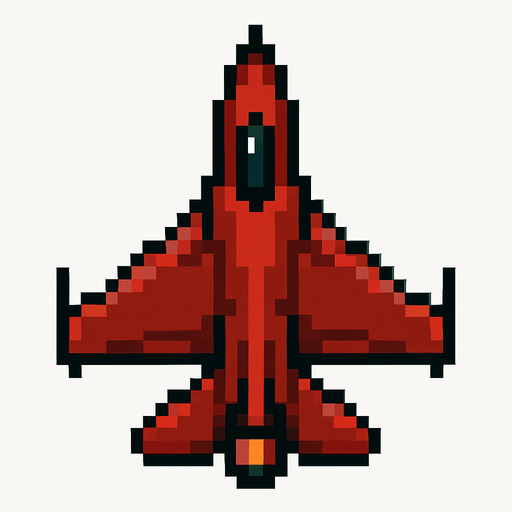 kırmızı 2d pixel simetrik uçak
In-Game asset.  2d.  High contrast.  No shadows