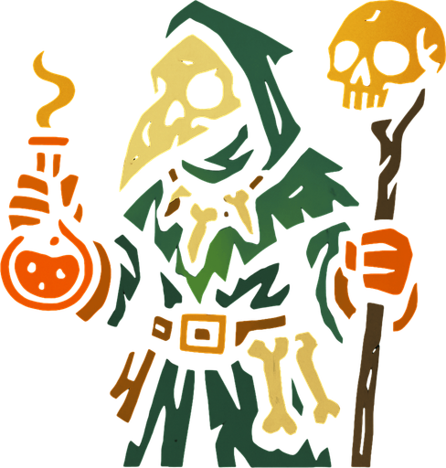 plague bone Alchemist.
In-Game asset.  2d.  High contrast.  No shadows