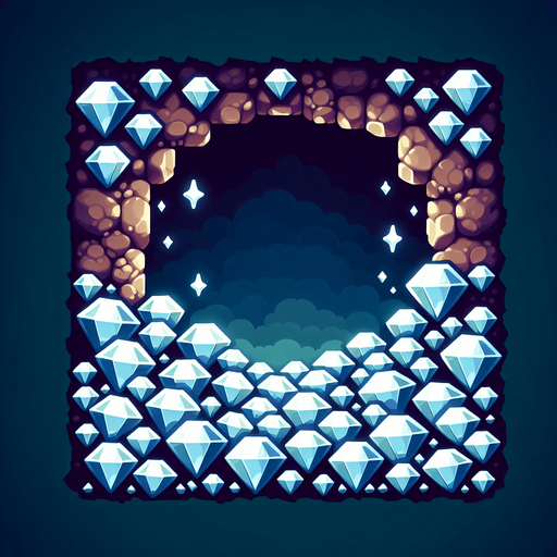 elmas dolu mağara.
Single Game Texture. In-Game asset. 2d. Blank background. High contrast. No shadows.