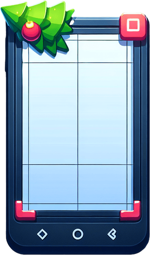 a smartphone, christmas style Single Game Texture. In-Game asset. 2d. Blank background. High contrast. No shadows.