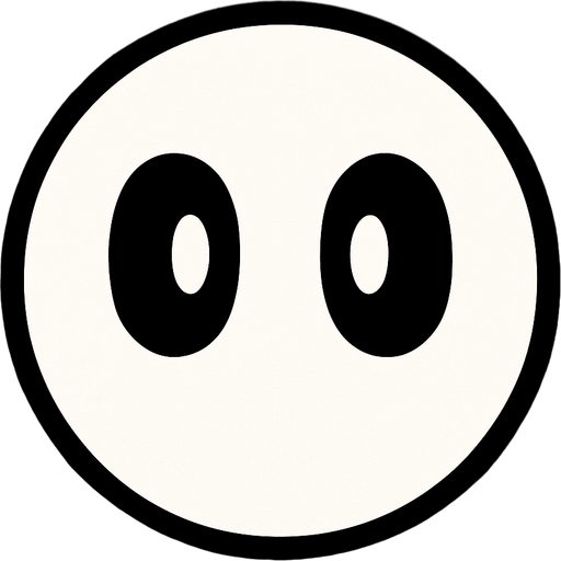 White circle with two eyes, seen from above..
In-Game asset.  2d.  High contrast.  No shadows