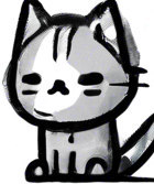 Same image, but with the cat holding an umbrella over its head.