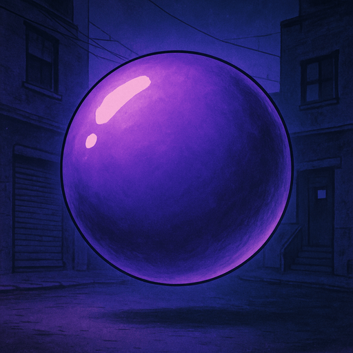 semi-realistic comic book style, lo-fi urban atmosphere, rich textures, cinematic framing, purple and blue tones, soft gradients