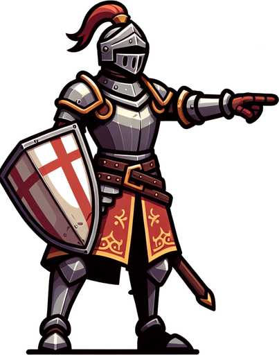 An animated image a medieval knight.
Single Game Texture. In-Game asset. 2d. Blank background. High contrast. No shadows.