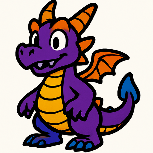 Mazz le dragon.
In-Game asset.  2d.  High contrast.  No shadows