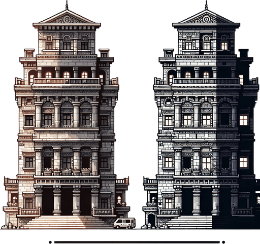 Building.
Single Game Texture. In-Game asset. 2d. Blank background. High contrast. No shadows.