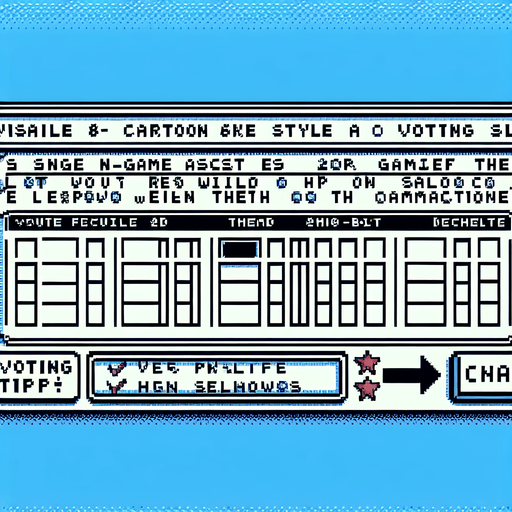 vote slip. cartoon. 8-bit..
Single Game Texture. In-Game asset. 2d. Blank background. High contrast. No shadows.