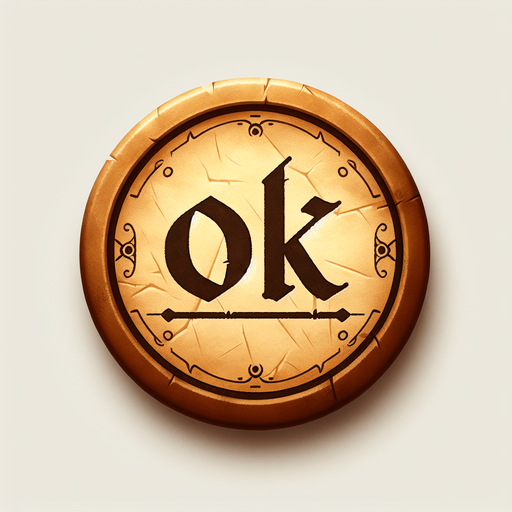 a pergament button with the Text: "OK"; 2 d game asset