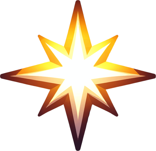 a shining star. Single Game Texture. In-Game asset. 2d. Blank background. High contrast. No shadows.
