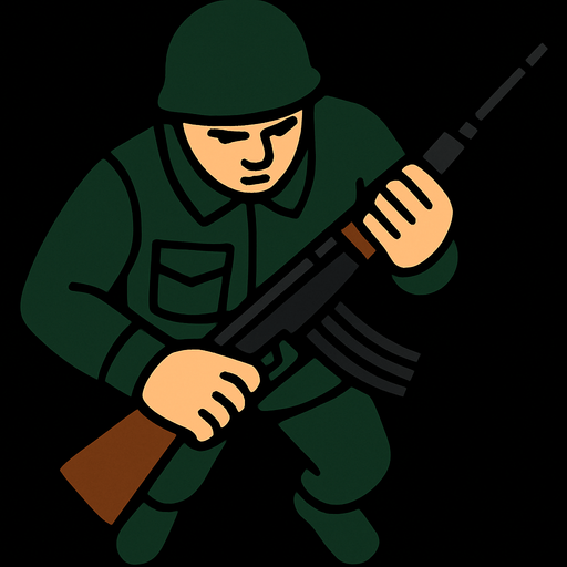 Make it view from sky and change color of rifle to black and brown