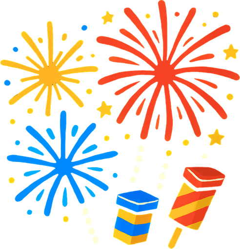 Fireworks.
In-Game asset.  2d.  High contrast.  No shadows