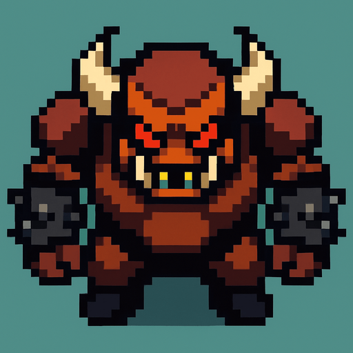 Un enemigo duro visto desde arriba, pixel cartoon..
In-Game asset.  2d.  High contrast.  No shadows