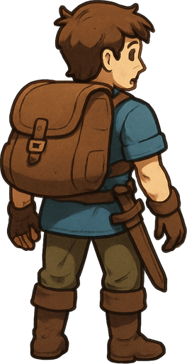 player human viewing on behind of him with all of body.
In-Game asset.  2d