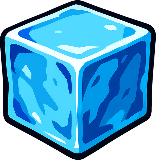 Ice cube.
In-Game asset.  High contrast.  No shadows