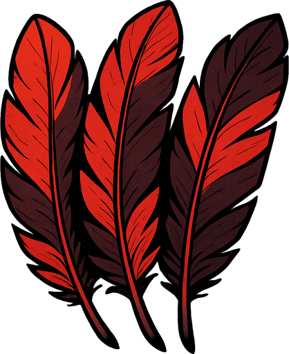 plumas rojas y oscuras.
In-Game asset.  2d.  High contrast.  No shadows