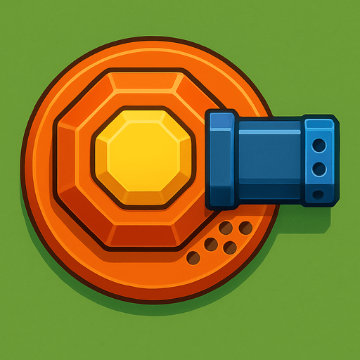 Crea la Torre Rapid en un estilo 2D renderizado, limpio y cartoonish, con contornos claros y definidos, colores vibrantes con transiciones suaves, y sombreado que da volumen a sus superficies superiores.
La perspectiva debe ser VISTA CENITAL (totalmente desde arriba). Esto significa que la torre se verá como si estuviera siendo observada directamente desde arriba, con los detalles de su parte superior siendo prominentes.
La base de la torre debe ser circular para permitir un movimiento de cañón cómodo. Los múltiples puntos de disparo pequeños deben estar orientados hacia la DERECHA.
La torre debe tener un perfil bajo y la menor cantidad de relieve vertical posible para facilitar una rotación fluida en la animación..
In-Game asset.  2d.  High contrast.  No shadows