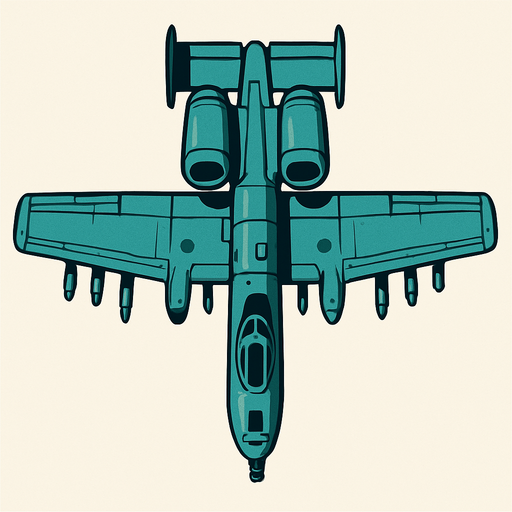 A-10 uppifrån.
In-Game asset.  2d.  High contrast.  No shadows