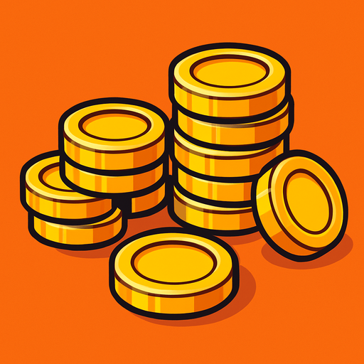 Gold coins.
In-Game asset.  2d.  High contrast.  No shadows