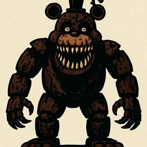 A terrifying very big animatronic..
In-Game asset.  2d.  High contrast.  No shadows