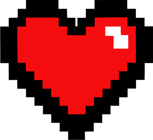 pixel heart.
In-Game asset.  2d.  High contrast.  No shadows