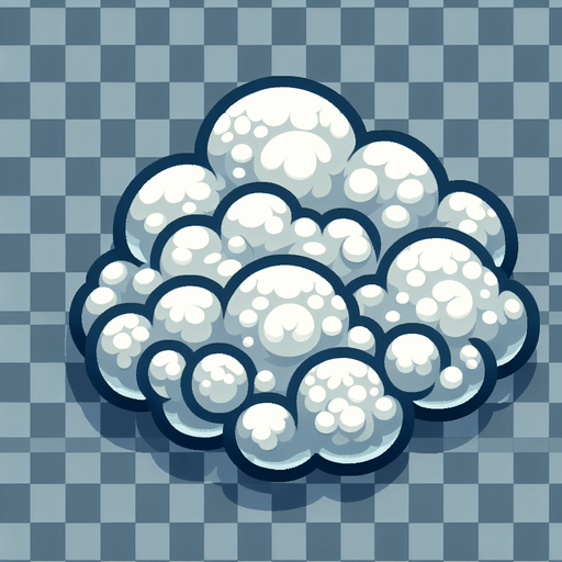 Nube.
Single Game Texture.  In-Game asset.  2d.  Blank background.  High contrast.  No shadows