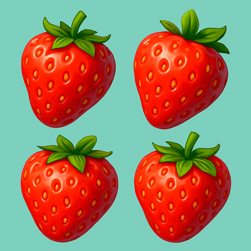Pack of different strawberry, painted 3D strawberry, without black lines around it!
In-Game asset.  High contrast.  No shadows. 3D