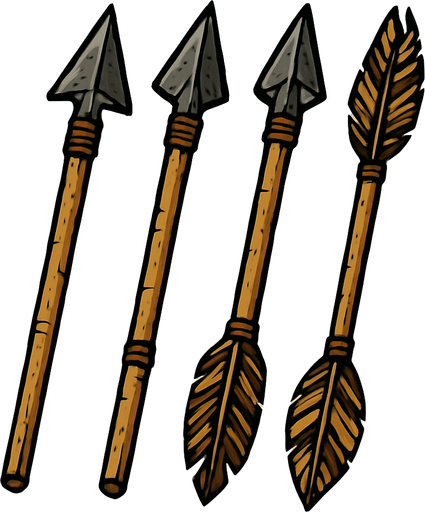 arrows like they were used in the middle ages real life battles.
In-Game asset.  2d.  High contrast.  No shadows