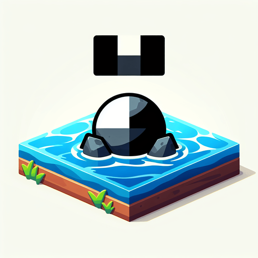 Rock in water.
Single Game Texture.  In-Game asset.  2d.  Blank background.  High contrast.  No shadows
