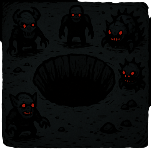 spawn of enemies,an empty pit of of a 2d tower defence game make it with dark coloures.
In-Game asset.  2d.  High contrast.  No shadows