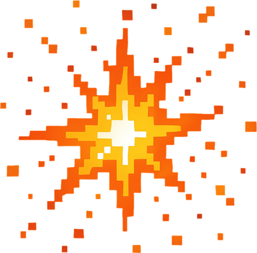 Partículas al golpear pixeleado

In-Game asset.  2d.  High contrast.  No shadows
