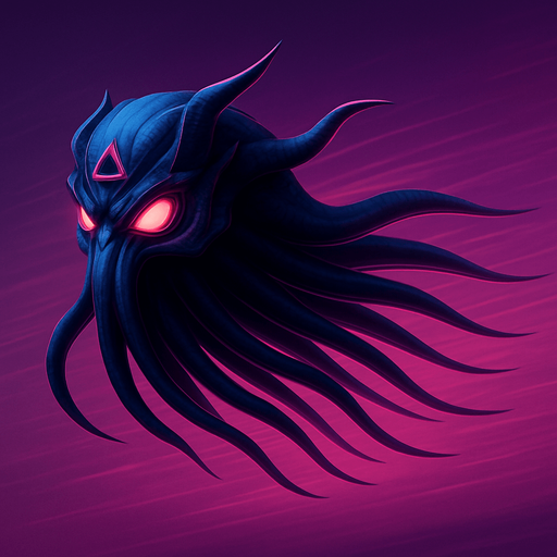 Suspended midair, flying fast, tentacles behind, fully in frame no edges cut off