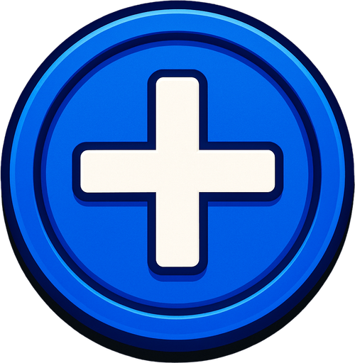 Un boton azul fuerte tipo Casino que diga "+".
In-Game asset.  2d.  High contrast.  No shadows