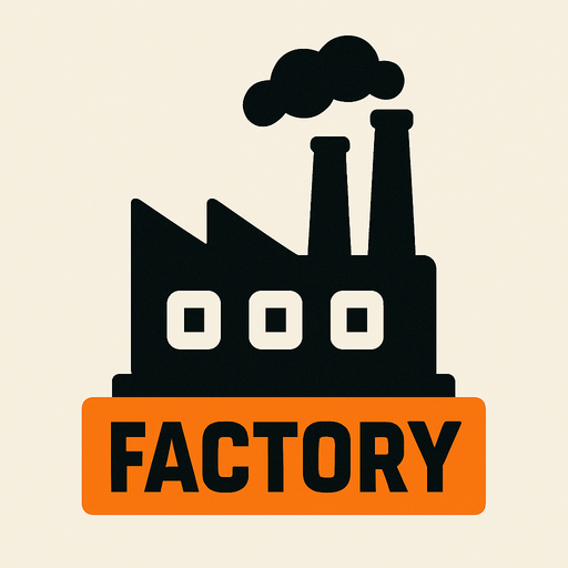 Fabrika logosu.
In-Game asset.  2d.  High contrast.  No shadows