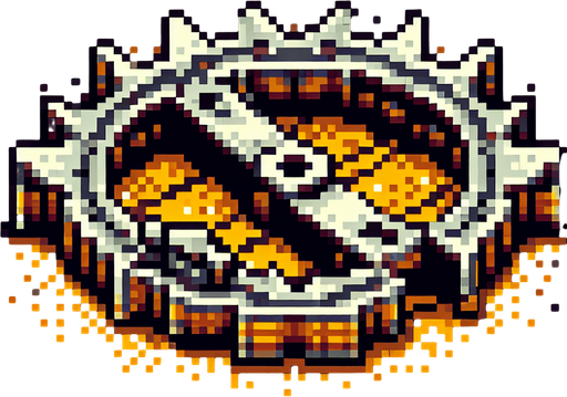 Trampa de osos pixelado.
Single Game Texture.  In-Game asset.  2d.  Blank background.  High contrast.  No shadows