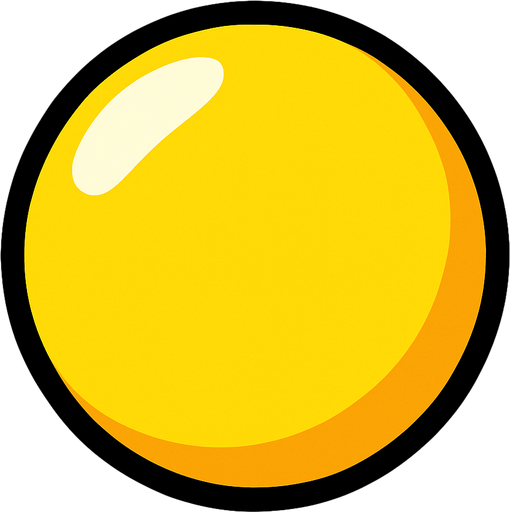 yellow ball.
In-Game asset.  2d.  High contrast.  No shadows