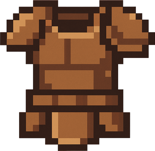brown pixel light armor for 2d games.
In-Game asset.  2d.  High contrast.  No shadows