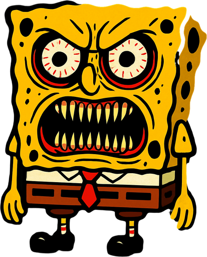 scary sponge bob.
In-Game asset.  2d.  High contrast.  No shadows