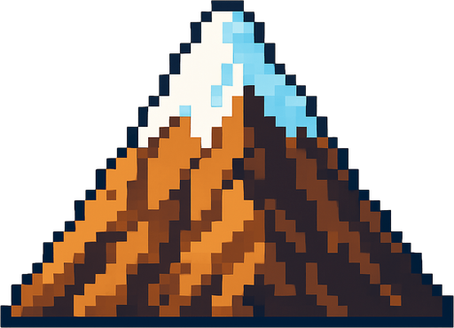 Dağ 2d pixel art.
In-Game asset.  2d.  High contrast.  No shadows