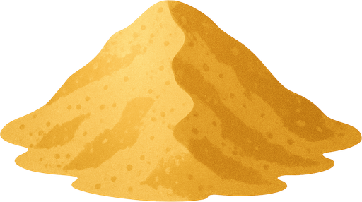 Montículo de arena realista 2D.
In-Game asset.  2d.  High contrast.  No shadows