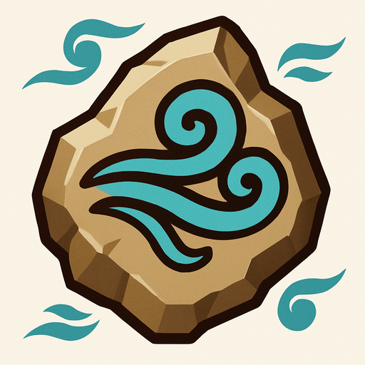 Pierre élémentaire vent.
In-Game asset.  2d.  High contrast.  No shadows