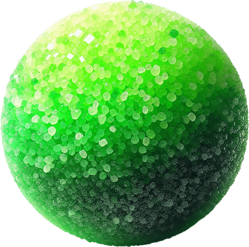 Basic Prompt:
Bright green candy, emerald green tones, crystallized texture, covered in small sugar granules, looking sweet and delicious.
More Detailed Prompt (Optional):
Bright green candy, with hints of emerald green and light lime green sparkles, crystallized texture, covered in small sugar granules, looking fresh and delicious as if it was just made. There is a faint halo of light around the candy, and the background is blurred.
Additional Details to Add to the Prompt:
Shape: Round, square, heart-shaped, etc.
Material: Glass, frosted glass, sugar crystal, etc.
Lighting: Soft, hard, dramatic, etc.
Background: Solid color, patterned, blurred, themed (e.g., candy store), etc.
Additional Objects: Other candies, paper packaging, ribbon, etc.
Example Combined Prompt:
Round, bright green candy with emerald green and lime green tones, crystallized texture, covered in small sugar granules, looking fresh and delicious. Soft lighting, blurred background..
Single Game Texture.  In-Game asset.  2d.  Blank background.  High contrast.  No shadows
