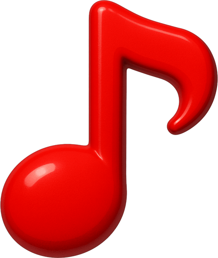 red musical note.
In-Game asset.  3d.  High contrast.  No shadows