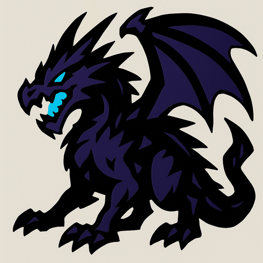 Dragon de l'ombre.
In-Game asset.  2d.  High contrast.  No shadows