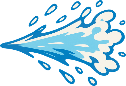 Water spraying forward
In-Game asset.  2d.  High contrast.  No shadows