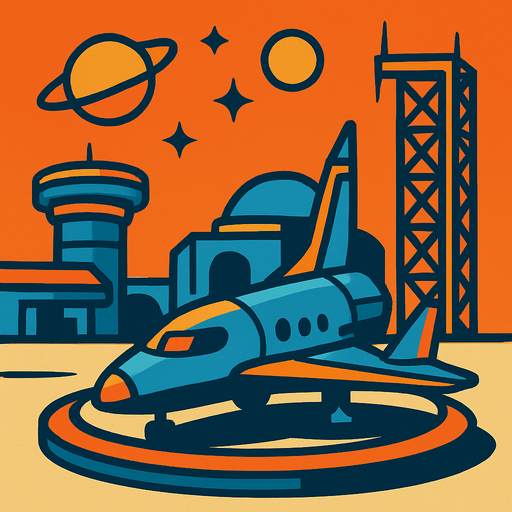 spaceport.
In-Game asset.  2d.  High contrast.  No shadows. spaceport