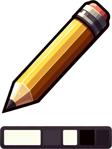 Pencil.
Single Game Texture.  In-Game asset.  2d.  Blank background.  High contrast.  No shadows