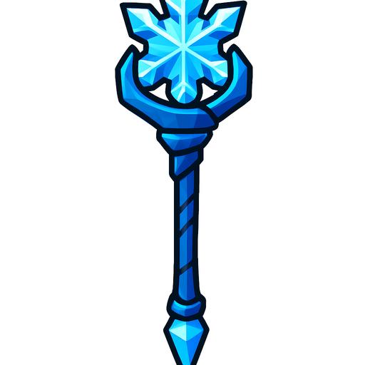 Ice staff.
In-Game asset.  2d.  High contrast.  No shadows