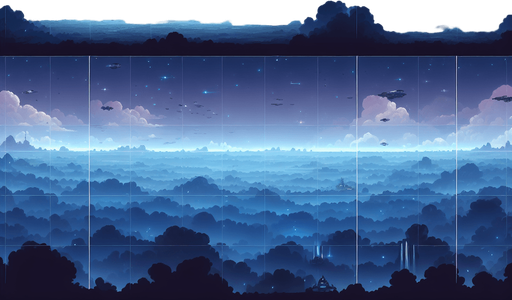 A vibrant and dynamic 2D space background for a top-down space shooter game. The scene features a deep, dark space filled with glowing nebulae in shades of blue and purple, scattered distant stars, and swirling cosmic dust. A subtle parallax effect is suggested with faintly glowing planets and asteroids in the background. The atmosphere is slightly mysterious and futuristic, with soft light gradients to create depth. The overall tone is immersive but does not distract from gameplay, ensuring clear visibility of player and enemy ships..
Single Game Texture.  Blank background.  High contrast.  No shadows