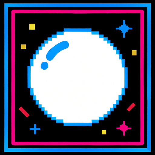 A white bubble. 80s arcade machine graphics..
In-Game asset.  2d.  High contrast.  No shadows