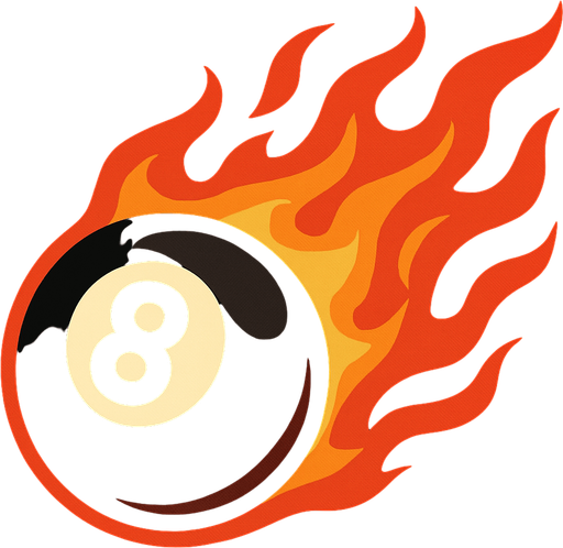 8 ball billard with fire.
In-Game asset.  2d.  High contrast.  No shadows